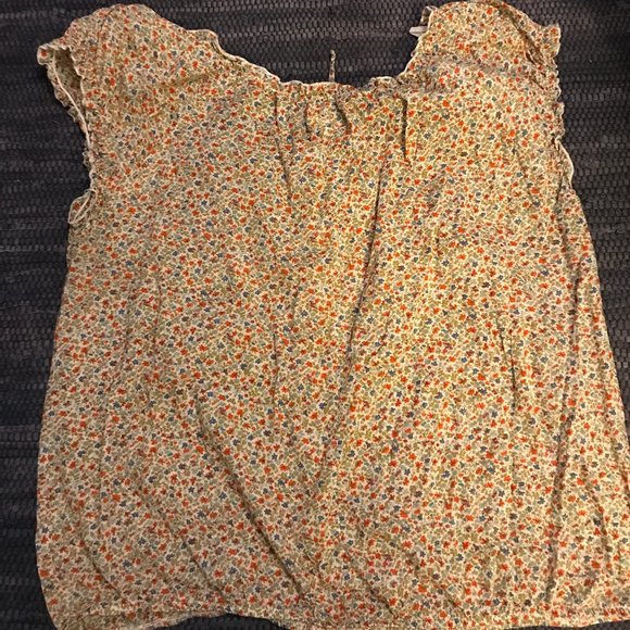Cotton Ditsy Floral Peasant Blouse, Size 2X - Picture 2 of 11